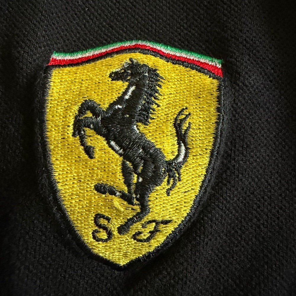 Ferrari Black Short Sleeve Zip Polo Shirt Men’s Size Large A927 - Picture 4 of 10